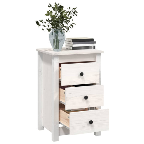 vidaXL Bedside Cabinet White 40x35x61.5 cm Solid Wood Pine