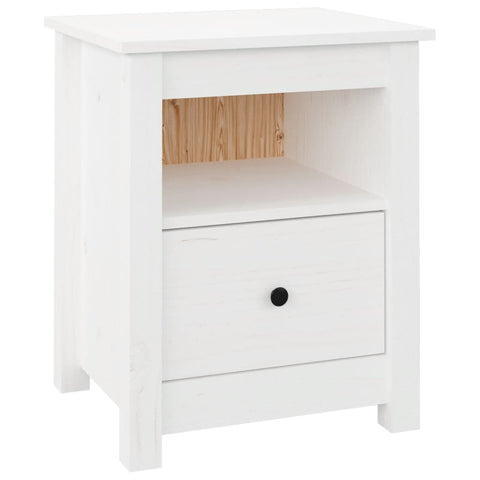 vidaXL Bedside Cabinet White 40x35x49 cm Solid Wood Pine