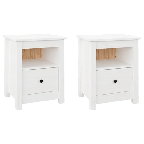 vidaXL Bedside Cabinets 2 pcs White 40x35x49 cm Solid Wood Pine