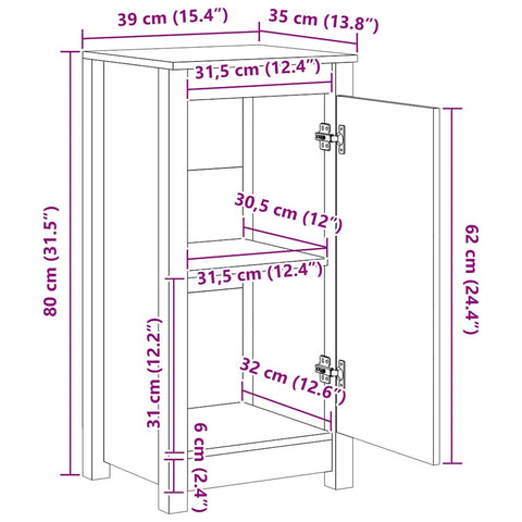 vidaXL Sideboards 2 pcs 39x35x80 cm Solid Wood Pine