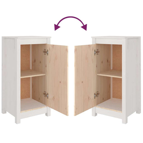 vidaXL Sideboards 2 pcs White 39x35x80 cm Solid Wood Pine