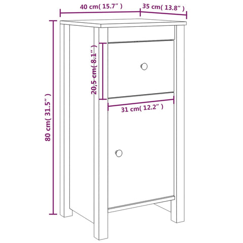 vidaXL Sideboard White 40x35x80 cm Solid Wood Pine