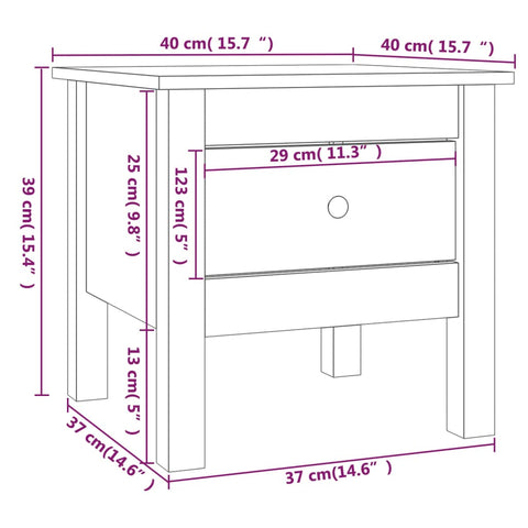 vidaXL Side Table Black 40x40x39 cm Solid Wood Pine