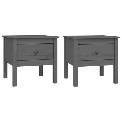 vidaXL Side Tables 2 pcs Grey 50x50x49 cm Solid Wood Pine