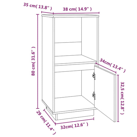 vidaXL Sideboard Honey Brown 38x35x80 cm Solid Wood Pine