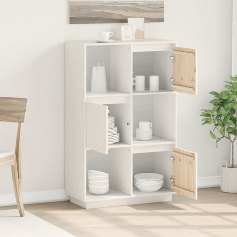 vidaXL Highboard White 74x35x117 cm Solid Wood Pine