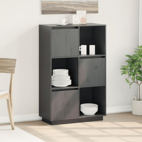 vidaXL Highboard Grey 74x35x117 cm Solid Wood Pine