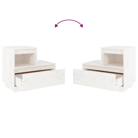 vidaXL Bedside Cabinet White 60x34x51 cm Solid Wood Pine