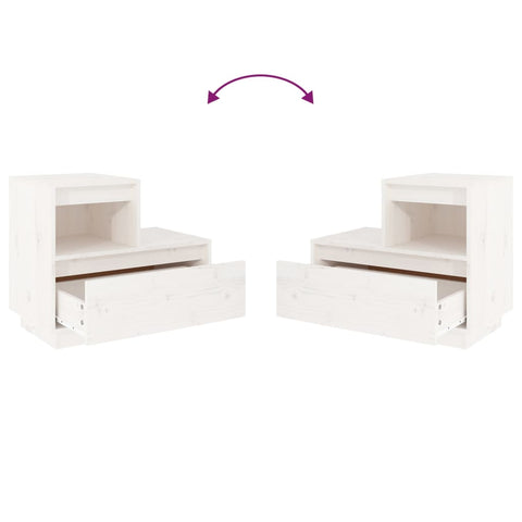 vidaXL Bedside Cabinets 2 pcs White 60x34x51 cm Solid Wood Pine