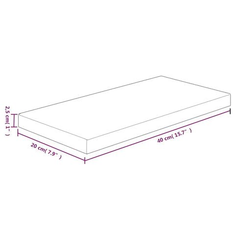vidaXL Shelf Board 40x20x2.5 cm Untreated Solid Wood Oak