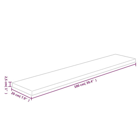 vidaXL Shelf Board 100x20x2.5 cm Untreated Solid Wood Oak