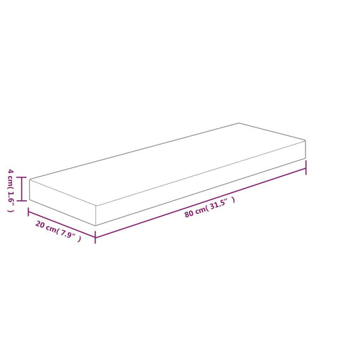 vidaXL Shelf Board 80x20x4 cm Untreated Solid Wood Oak