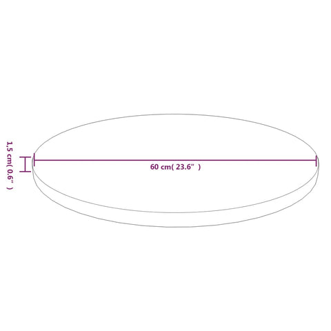 vidaXL Round Table Top Light Brown Ø60x1.5 cm Treated Solid Wood Oak