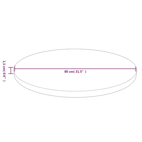 vidaXL Round Table Top Light Brown Ø80x1.5 cm Treated Solid Wood Oak