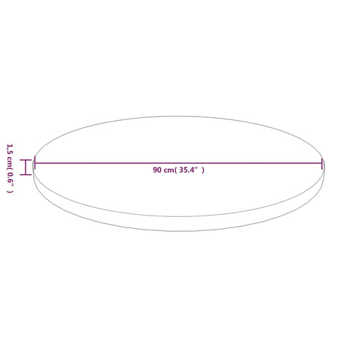 vidaXL Round Table Top Light Brown Ø90x1.5 cm Treated Solid Wood Oak