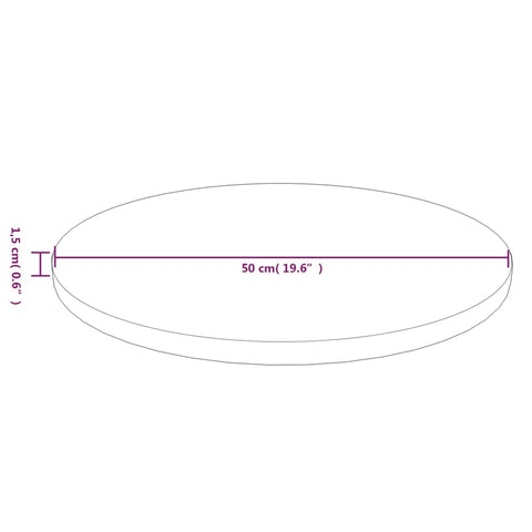 vidaXL Round Table Top Dark Brown Ø50x1.5 cm Treated Solid Wood Oak