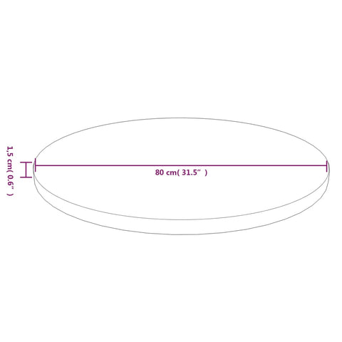 vidaXL Round Table Top Dark Brown Ø80x1.5 cm Treated Solid Wood Oak
