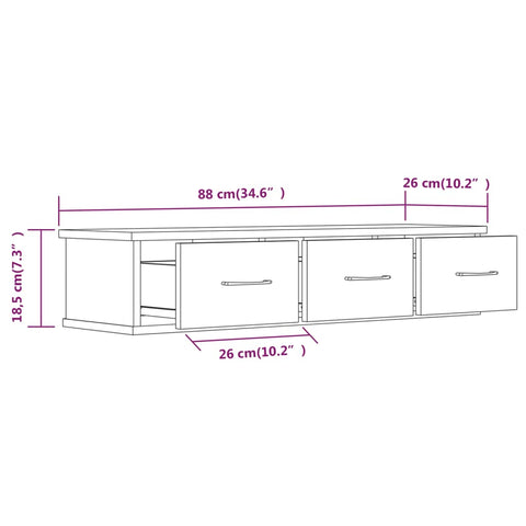 vidaXL Wall Cabinet Brown Oak 88x26x18.5 cm Engineered Wood