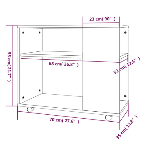 vidaXL Side Table Grey Sonoma 70x35x55 cm Engineered Wood