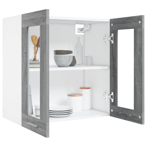 vidaXL Hanging Glass Cabinet Lyon Grey Sonoma 60x31x60 cm Engineered Wood