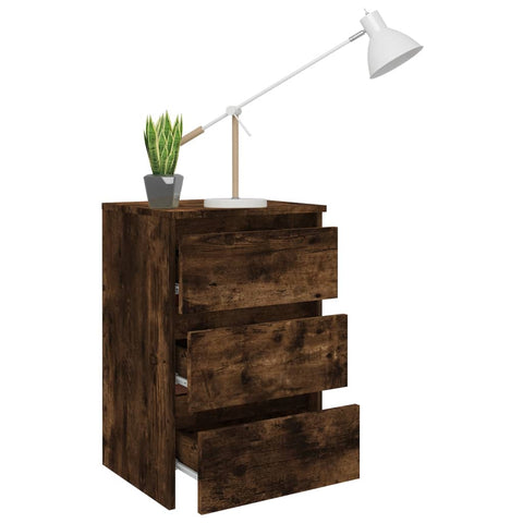 vidaXL Bed Cabinet Smoked Oak 40x35x62.5 cm Engineered Wood