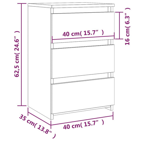 vidaXL Bed Cabinet Brown Oak 40x35x62.5 cm Engineered Wood