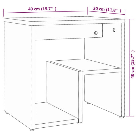 vidaXL Bed Cabinet Grey Sonoma 40x30x40 cm Engineered Wood