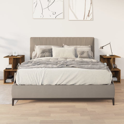 vidaXL Bedside Cabinets 2 pcs Smoked Oak 35x35x55 cm Engineered Wood