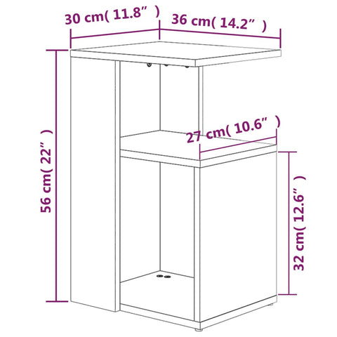 vidaXL Side Table Brown Oak 36x30x56 cm Engineered Wood