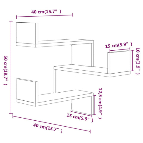 vidaXL Wall Corner Shelf Grey Sonoma 40x40x50 cm Engineered Wood