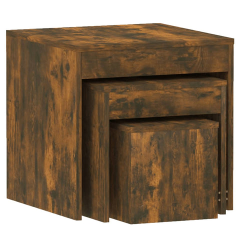 vidaXL Nesting Tables 3 pcs Smoked Oak Engineered Wood