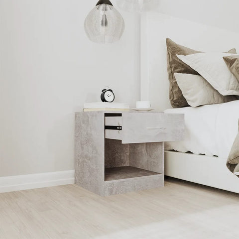 vidaXL Bedside Cabinets 2 pcs with Drawer Concrete Grey