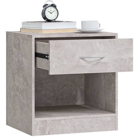 vidaXL Bedside Cabinets 2 pcs with Drawer Concrete Grey