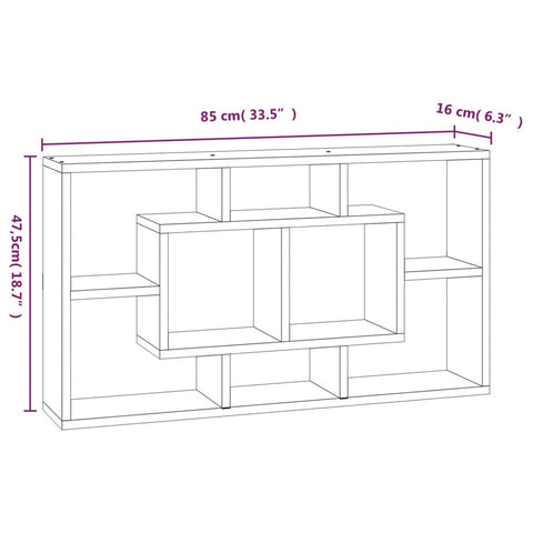 vidaXL Wall Display Shelf 8 Compartments High Gloss White