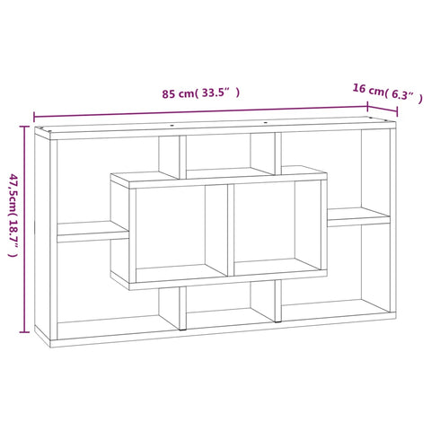 vidaXL Wall Display Shelf 8 Compartments Brown Oak