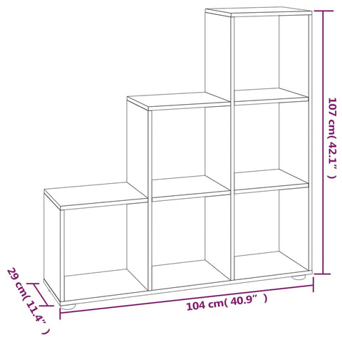 vidaXL Staircase Bookcase Smoked Oak 107 cm Engineered Wood