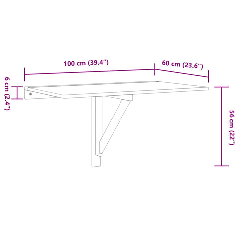 vidaXL Folding Wall Table High Gloss White 100x60x56 cm Engineered Wood