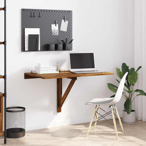vidaXL Folding Wall Table Smoked Oak 100x60x56 cm Engineered Wood