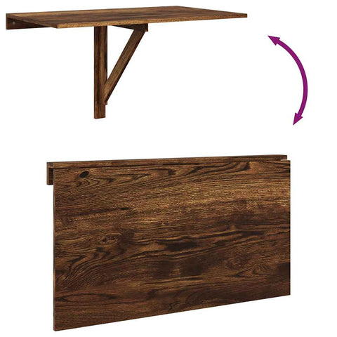 vidaXL Folding Wall Table Smoked Oak 100x60x56 cm Engineered Wood
