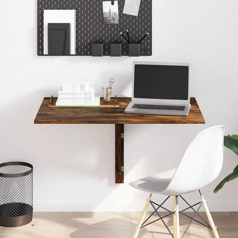 vidaXL Folding Wall Table Smoked Oak 100x60x56 cm Engineered Wood