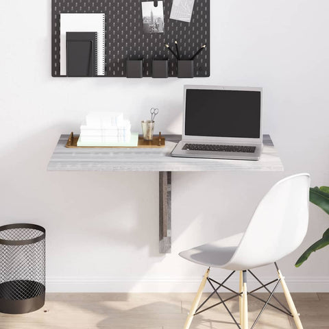 vidaXL Folding Wall Table Grey Sonoma 100x60x56 cm Engineered Wood
