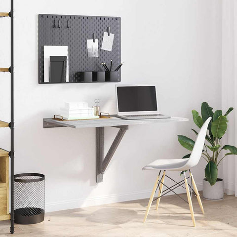 vidaXL Folding Wall Table Grey Sonoma 100x60x56 cm Engineered Wood