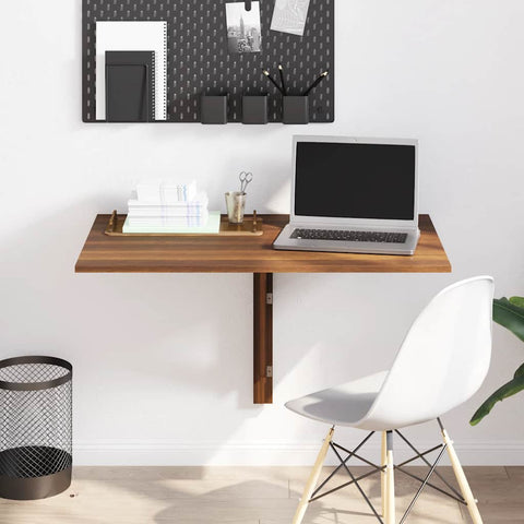 vidaXL Folding Wall Table Brown Oak 100x60x56 cm Engineered Wood