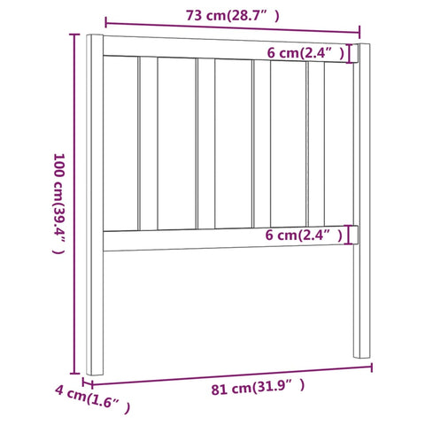 vidaXL Bed Headboard White 81x4x100 cm Solid Wood Pine