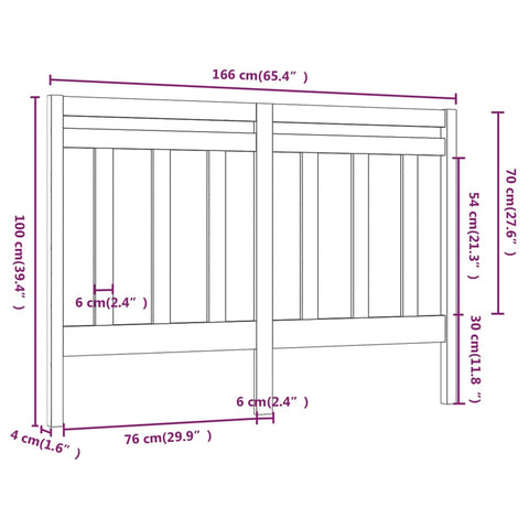 vidaXL Bed Headboard Black 166x4x100 cm Solid Wood Pine
