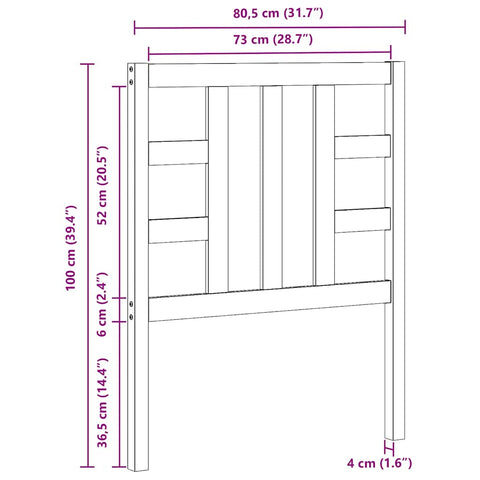 vidaXL Bed Headboard 81x4x100 cm Solid Wood Pine