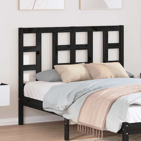 vidaXL Bed Headboard Black 126x4x100 cm Solid Wood Pine