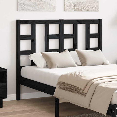 vidaXL Bed Headboard Black 126x4x100 cm Solid Wood Pine