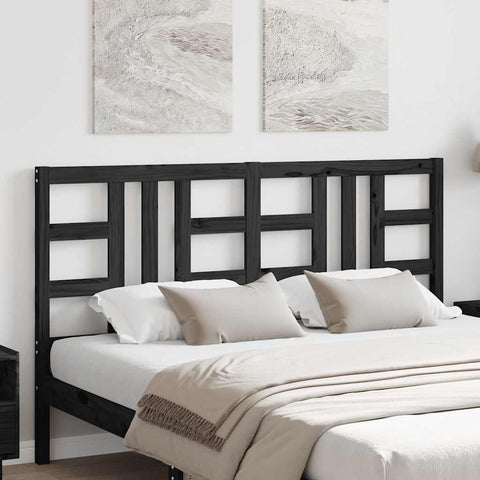 vidaXL Bed Headboard Black 166x4x100 cm Solid Wood Pine