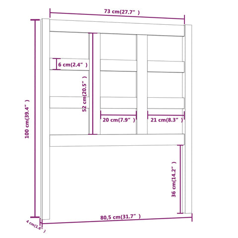vidaXL Bed Headboard Black 80.5x4x100 cm Solid Wood Pine